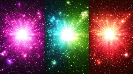 Poster - Colorful Fantasy Lens Flares With Vibrant Light Bursts Generative AI