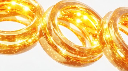 Poster - Shiny Golden Light Circles With Sparkles Creating a Mesmerizing Effect Generative AI