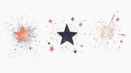 Poster - Star Icons Collection With Twinkling Sparks and Shining Effects Generative AI