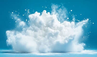 Wall Mural - A white cloud of powder is falling from the sky