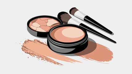 Dry powder, skin foundation smears, eye shadows brush strokes broken texture. Beauty make up cosmetics product swatch, smudge trace samples isolated on transparent background. Realistic 3d vector set