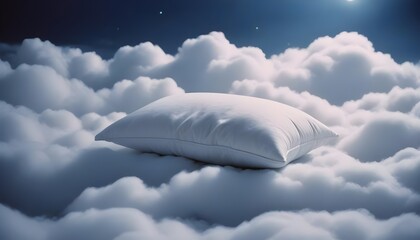 a soft white pillow placed on clouds in the sky, concept of sleeping deeply