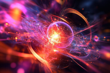Poster - The visualization shows vibrant colors and patterns of quantum computing elements and energy interactions