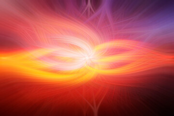 Poster - Abstract colorful and vibrant background made of bright waving and swirling light trail patterns or glowing fibers. Futuristic and psychedelic background with speed and blurred motion.