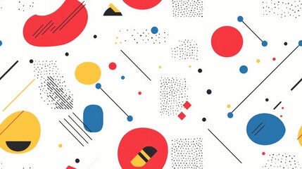 Poster - Seamless geometric pattern featuring minimalistic design with simple shapes and figures