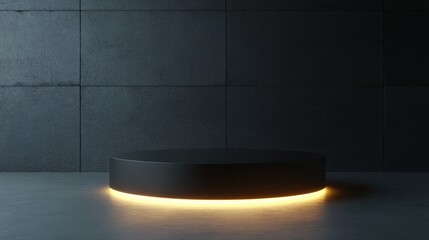 Poster - Glowing circular pedestal in a minimalist design 3D rendering mockup