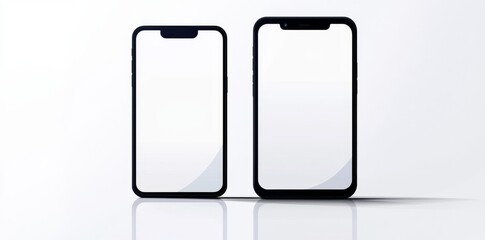 Poster - Mockup of a smartphone with transparent screens. Front view of a smartphone. 3D mobile phone with shadow - stock modern model.