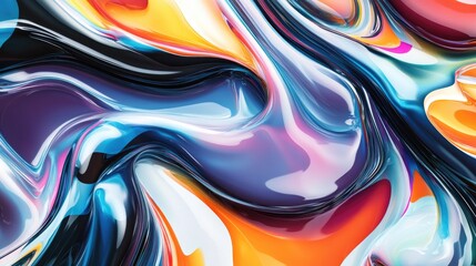 Abstract background artwork featuring gradient lines with 3D fluid shapes Dynamic liquid curves create colorful stripes in a modern design of minimal swirl and blended elements