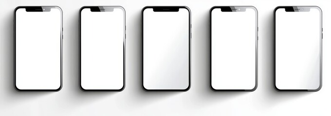 Poster - Mockup of a realistic white smartphone set with black screen. Illustration of a mobile phone in three dimensions.