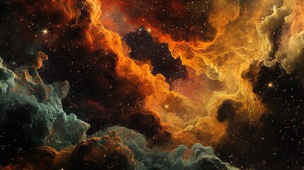 Poster - Cosmic abstract space travel and future science concept depicted in a 3D cartoon rendering with a night sky filled with stars and nebula clouds in the cosmos