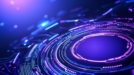 Poster - Digital line and grid simulation software with futuristic HUD screen on abstract background