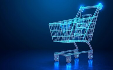 Aufkleber - Design of a shopping cart in form of lines, triangles, and particles. Illustration in a modern style.