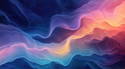 Poster - Vertical wavy dark lines create an abstract pastel horizon background
