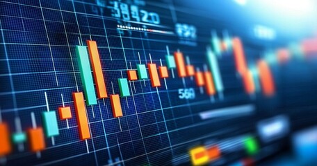 Poster - Data on the stock market with lines and dynamics and forex colorful diagrams
