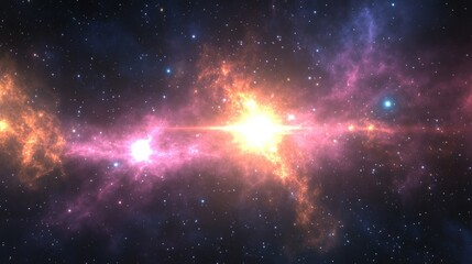 Poster - colorful space galaxy cloud nebula in a 3d cartoon rendering stary night cosmos universe science and