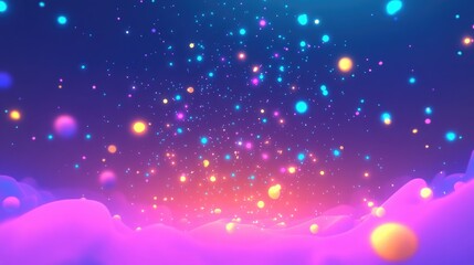 Poster - A vibrant display of blue and purple lights featuring numerous tiny dots