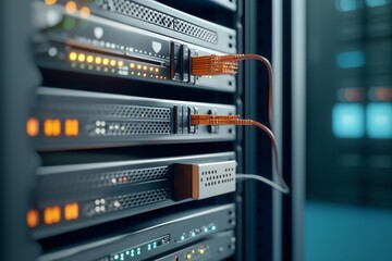 Poster - this picture of the network backbone in a server farm illustrates the perfect arrangement of cables 