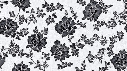 Poster - Black lace design featuring floral elements on a white backdrop Lace texture pattern