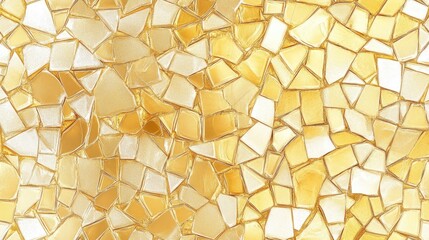 Poster - Seamless bright abstract mosaic pattern in gold with a glossy finish