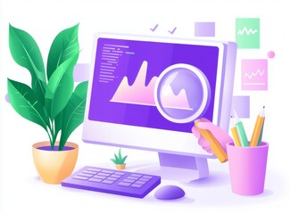 Poster - A flat and modern illustration of the business finance investment monitor report dashboard with a business data analytics design concept.
