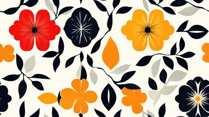Poster - Seamless Abstract Pattern Background with Geometric Floral Designs and Textures