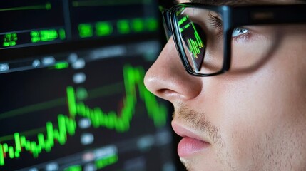 Poster - Big data, data science, business analysis and strategy, business teamwork using a virtual touch screen to analyze financial graphs, futuristic technology solution for business growth