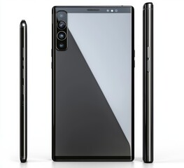 Poster - A modern smartphone with a pen or stylus on a white background.