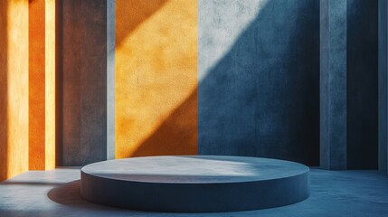 Poster - Abstract background featuring a podium and wall created through 3D illustration and rendering techniques
