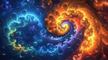Poster - Abstract fractal light background in 3D cartoon rendering