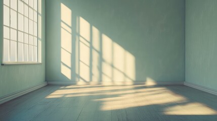 Poster - 3D rendering of an empty room featuring partial shadow for display purposes