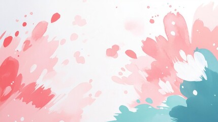 Poster - Abstract Art Background Soft Watercolor Hues on White Paper Blue and Pink Shades