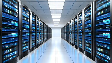 Poster - Rendering of server racks in server room data center