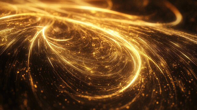 Fantasy 3D rendering of an abstract background featuring trails of particles showcasing a computer generated chaotic composition of lines and curls
