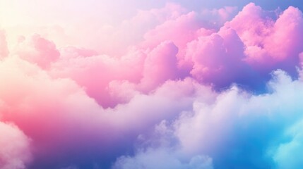 Poster - A gradient image featuring softly blended pastel colors with blurred clouds mist and fog