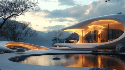 Poster - contemporary abstract architectural design rendered in a 3d illustration