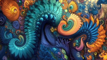 Poster - Digital abstract fractal art with a fantasy theme