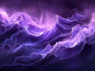 Poster - Glowing waves in vibrant purple hues create a dynamic and captivating background