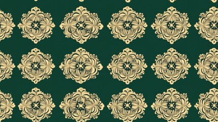Poster - Repeating decorative pattern on a green background Seamless texture