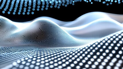 Poster - Illustration of big data and cybersecurity. Neural networks and stock. Waves of information and global database. Abstract technological background.