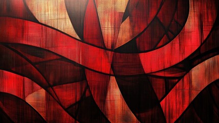 Poster - Red and brown abstract fantasy lines woven into a gradient background creating a dynamic and visually striking composition
