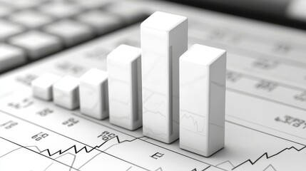Poster - A black and white financial chart with a line graph and candlestick illustrating an uptrend.