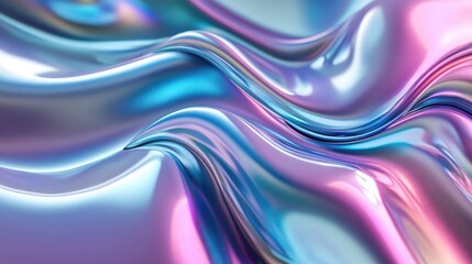 Poster - Iridescent abstract background design featuring a wavy shape created with 3D rendering techniques 3D illustration