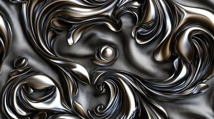 Poster - luxury seamless pattern featuring silver mesh ornament in a fashionable style on a vibrant fabric ba