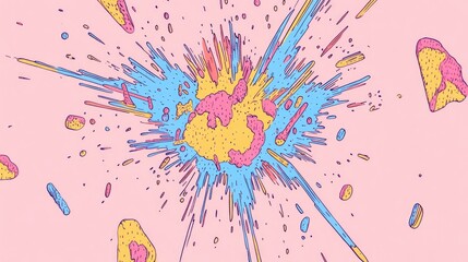 Poster - Freeze Motion of Colorful Painted Powder Exploding on White Background Abstract Design Featuring a Color Dust Cloud Particles Explosion with a Splash of Colorful Powder on White Background
