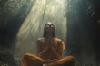 © alphaspirit - Young woman meditating in lotus position inside sacred cave