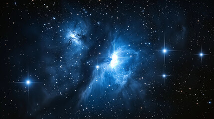 Wall Mural - a starry sky with a blue cloud in the middle