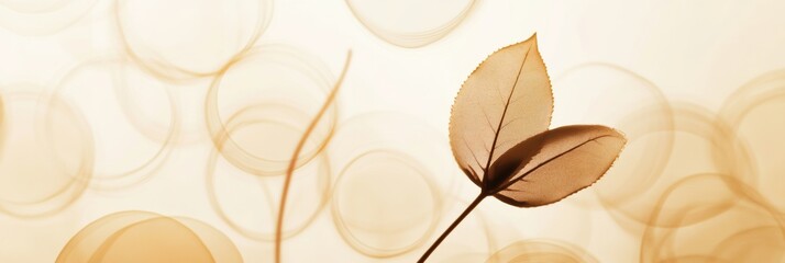 Poster - A graceful silhouette of a tea leaf emerges against a gently blurred, warm background, capturing the essence of serene nature. Generative AI