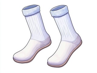 White sporty socks with a textured design, isolated on a plain background.