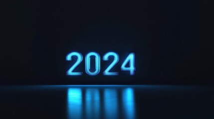 Poster - The year 2024 against a sleek black background, Modern lifestyle scene, Minimalist style