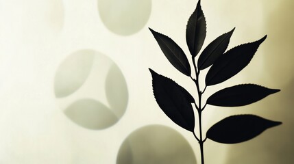 Sticker - A delicate silhouette of a tea leaf stands out against a softly lit background, capturing the essence of nature and tranquility. Generative AI